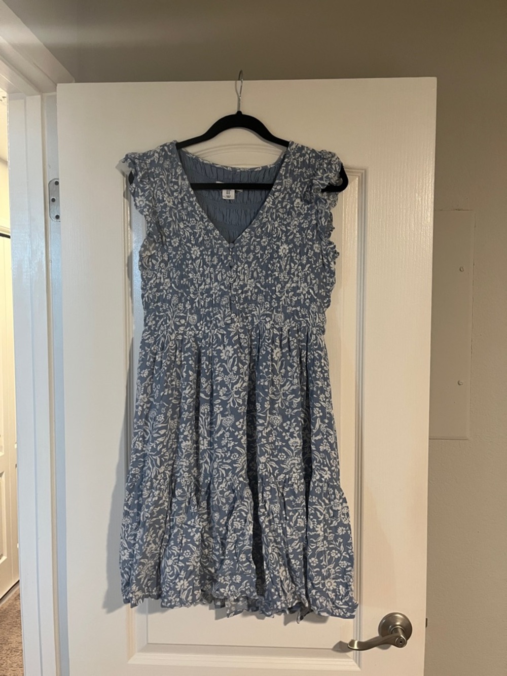LUCKY BRAND Blue Floral V-Neck Women's Dress
